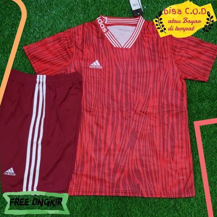 [COD]1098 BAJU FUTSAL / BAJU KAOS BOLA PRIA DEWASA MURAH ADIDAS FANTASY MERAH IMPORT GRADE ORI