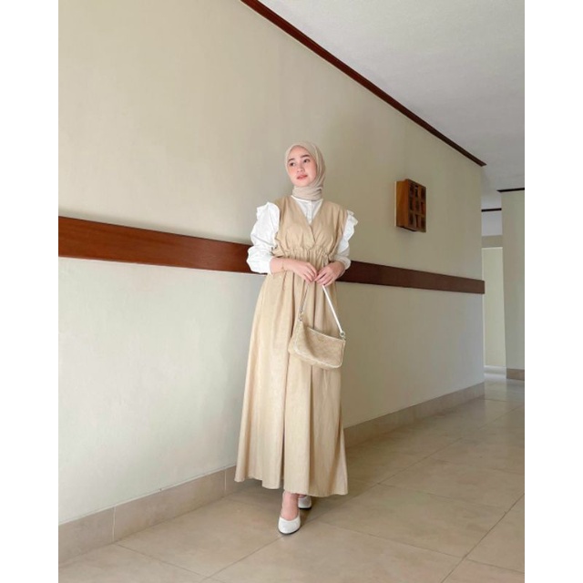 Gamis | Dress | Long dress muslim | Fashion | Pakaian muslim | Muslim wanita | Maxi | Linen | Dress linen wanita | Qeira dress | Miroir Marwah set-5