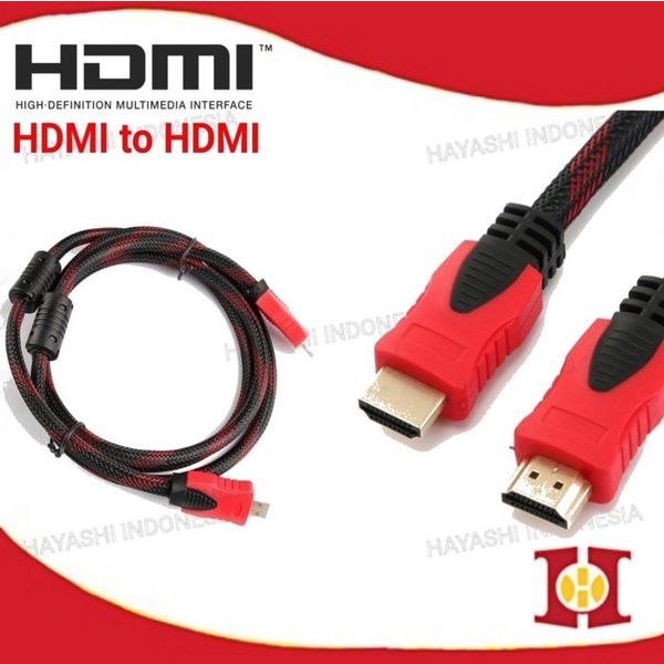 Kabel HDMI To HDMI Cable Serat Jaring 1080P V1.4 3D 4K High Quality