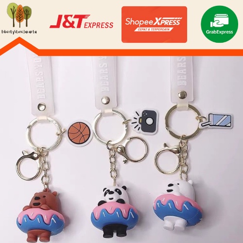 Gantungan WBB We Bare Bear Donut Keychain Donut WBB Aksesoris Tas Miniso Hadiah Ulang Tahun