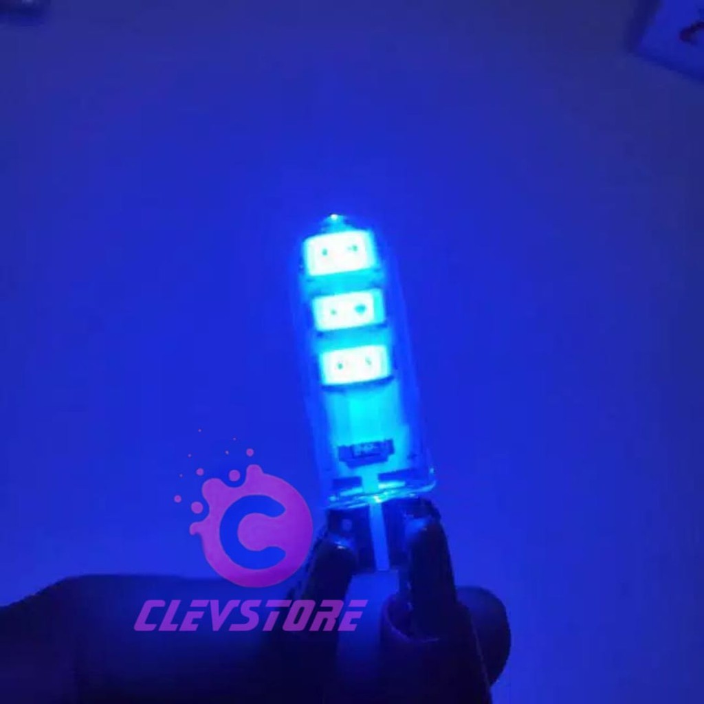 Lampu LED Motor T10 Jelly Nyala Diam Sen senja Warna Biru 2pcs (sepasang)