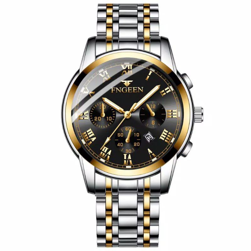 FNGEEN 4006 Jam Tangan Pria Luxury Stainless Steel Quartz Original Tahan Air Watch + Kotak Gratis