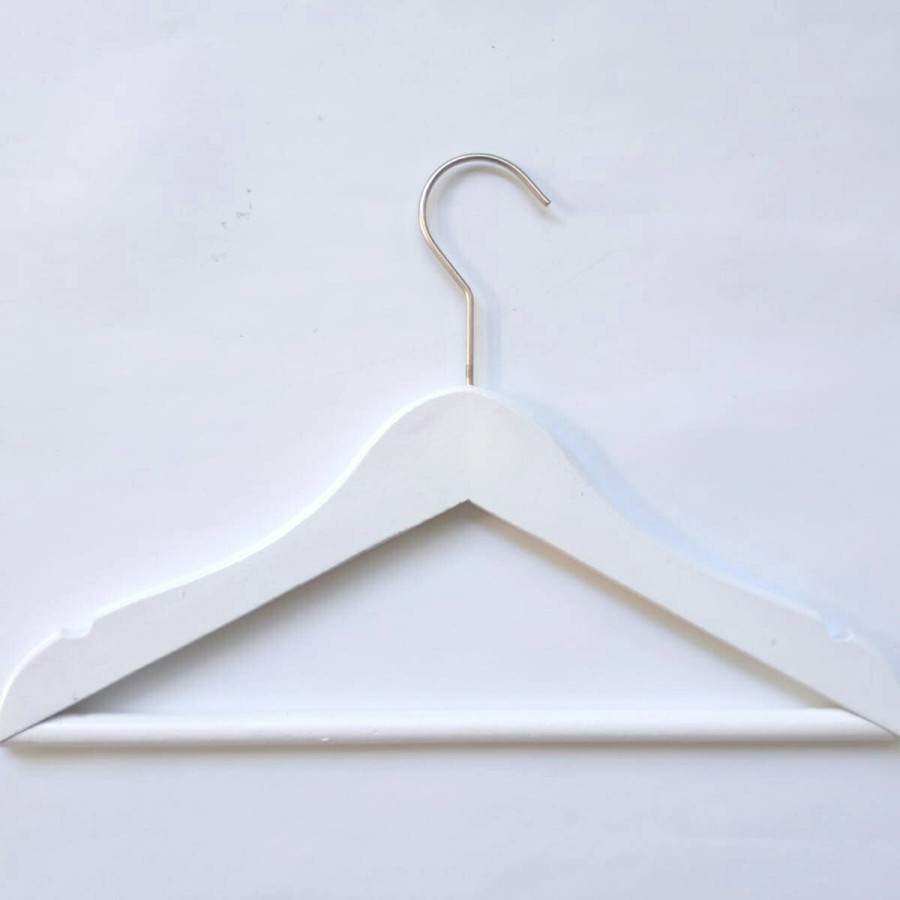 hanger kayu anak palang putih perpcs