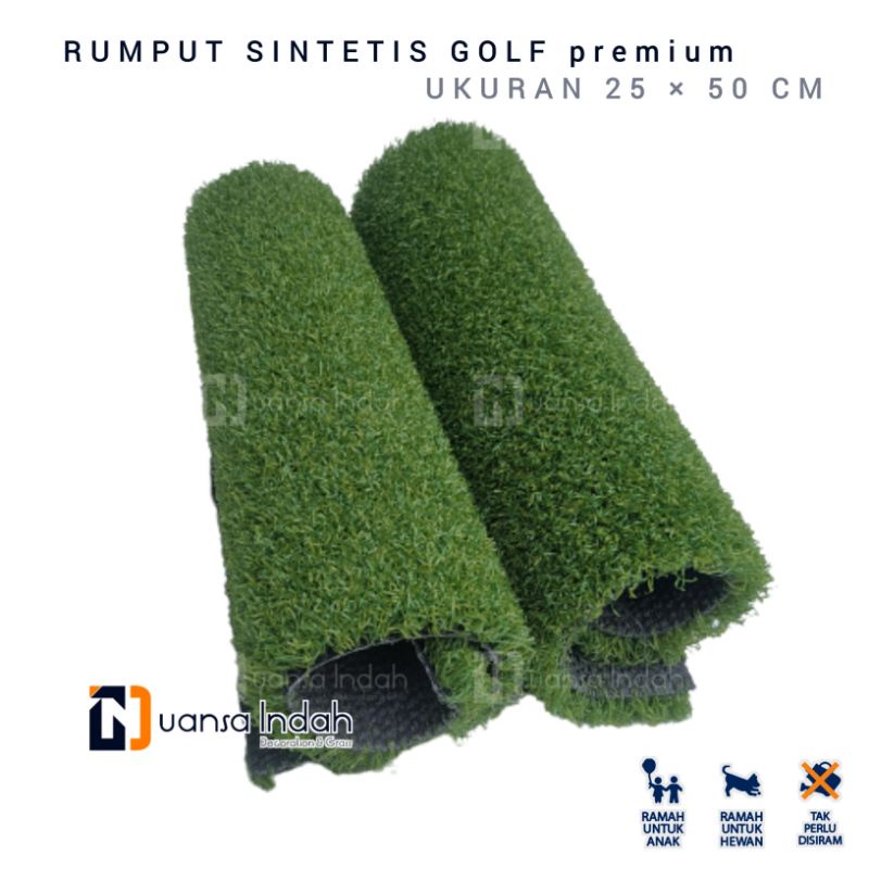 rumput sintetis type golf premium ukuran 25x50 cm