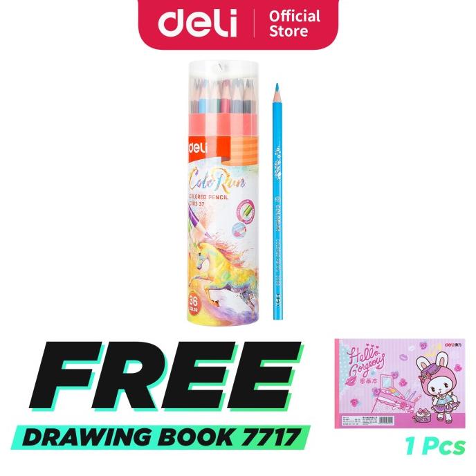 

Deli EC00337 Pensil Warna 36 Warna dengan Bonus Rautan Pensil baru