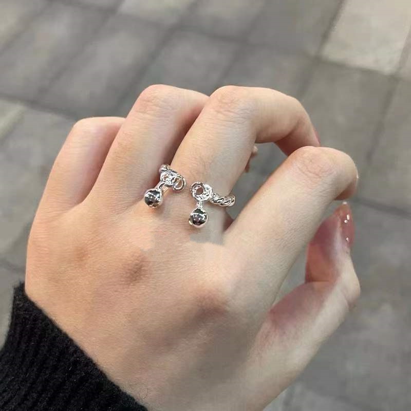 Cincin Model Lonceng Bahan Alloy Warna Silver Gaya Korea Untuk Wanita