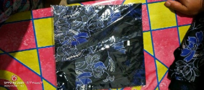 Promo Batik Couple Keluarga Sarimbit Sania Ruffle Batik Ori Ndoro Jowi Motif Sakura Biru