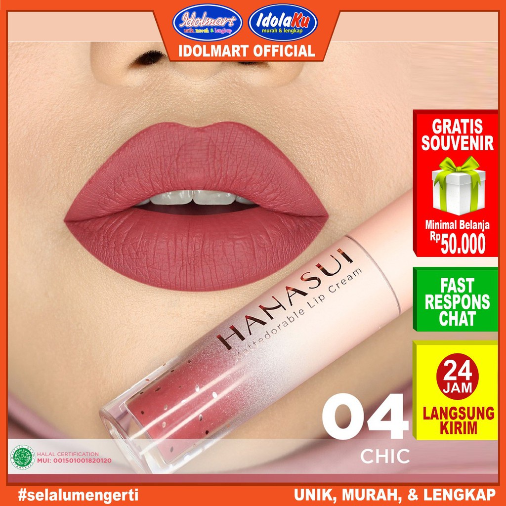 IDOLMART Hanasui Mattedorable Lip Cream - 04 Chic Idolmart Surabaya