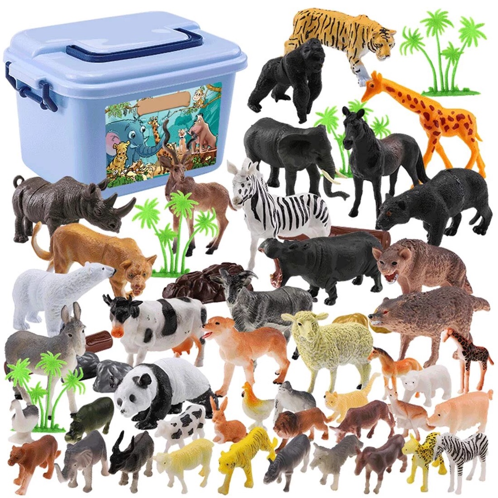 Mainan Figurine Miniature Animals or Dinosaurs - animal 58 pcs / dino 44 pcs