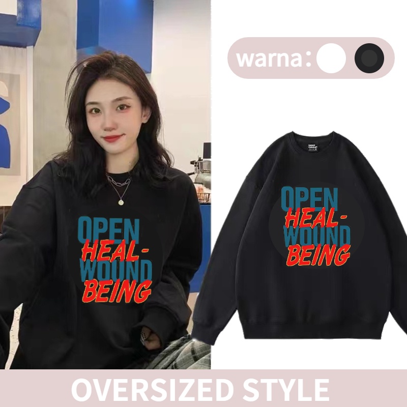 Sweatshirt oversize t shirt baju lengan panjang korea style