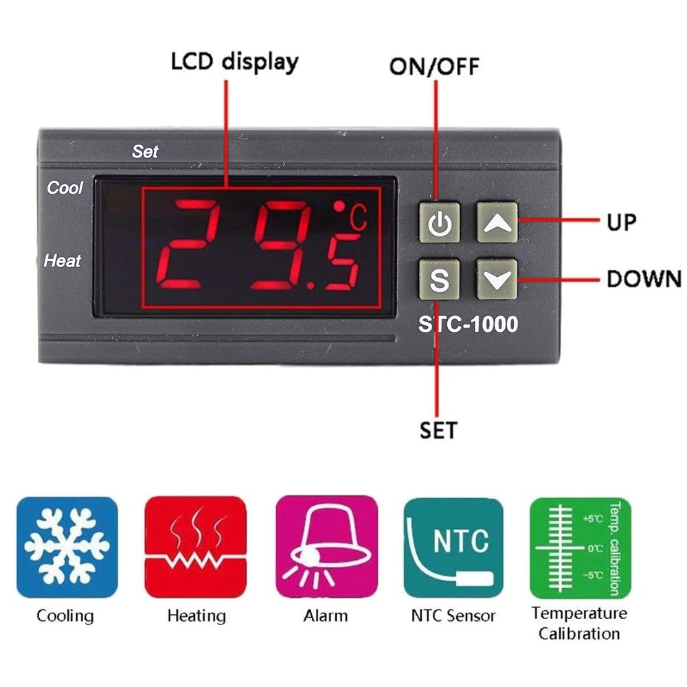 Thermostat Termostat Digital STC-1000 Untuk Mesin Tetas Telur 220V STC1000