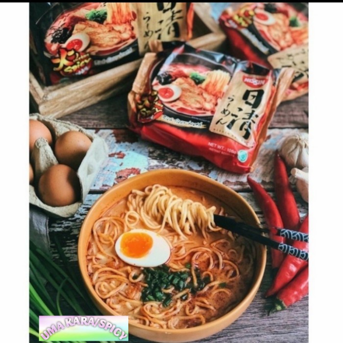

impor-mie- nissin ramen halal japanese instant eceran - uma kara/spicy -mie-impor.