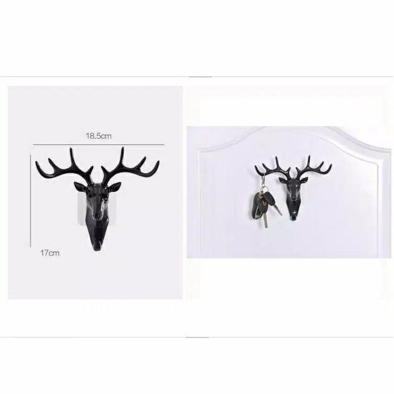 gantungan dinding tanduk rusa doe deer key hook stand hanger bagus