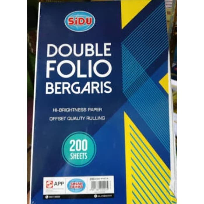 

DOUBLE FOLIO I KERTAS FOLIO BERGARIS I PAK 200 LEMBAR