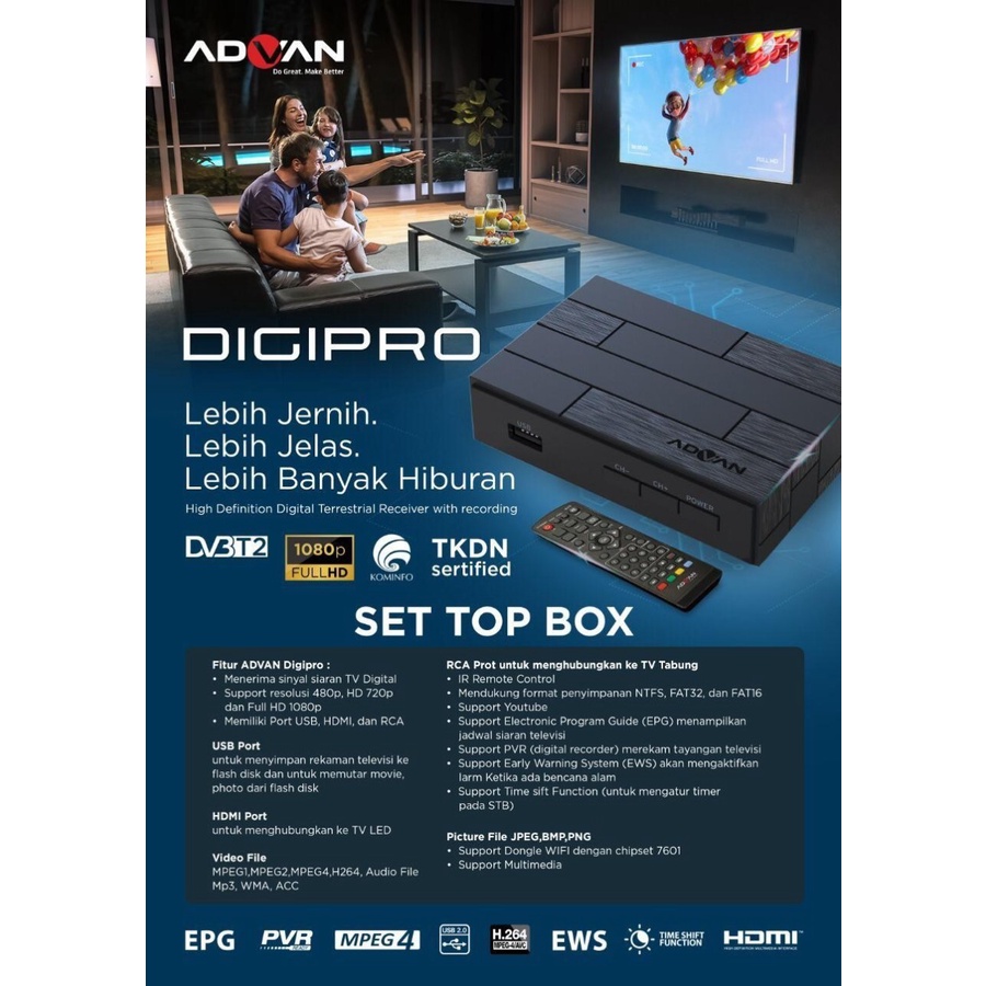 ADVAN DIGIPRO SET TOP BOX TV DIGITAL DV3T2 FUll HD 1080P ORIGINAL