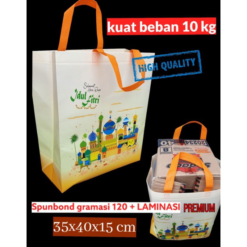 

Tas Spunbond Idul Fitri LAMINASI PREMIUM JUMBO Kain Goodie Bag Ramadhan Lebaran 35x40x15