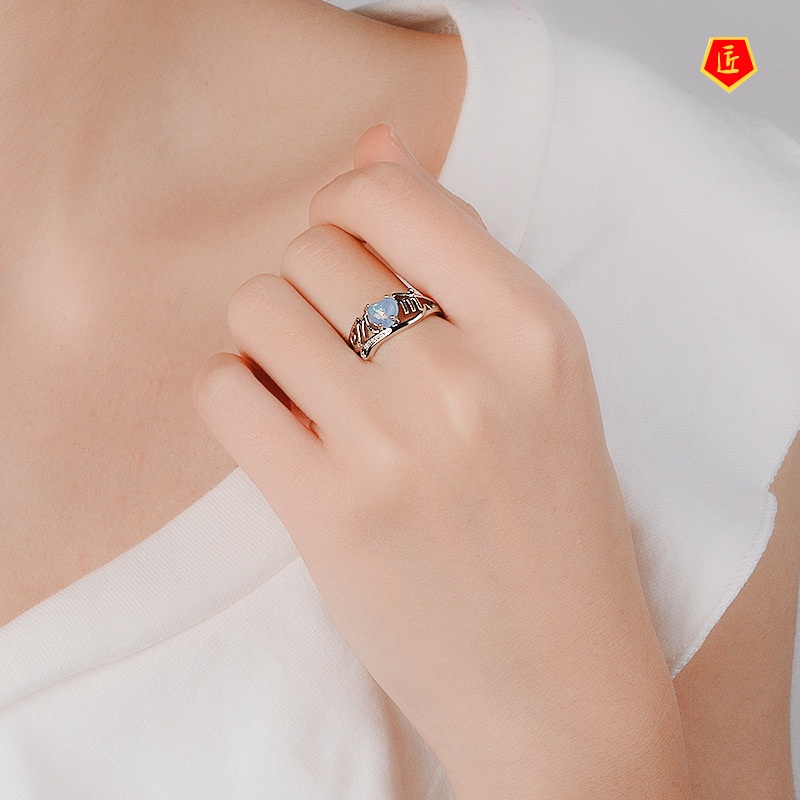[Ready Stock]Simple Personality Heart-Shaped Opal Ring