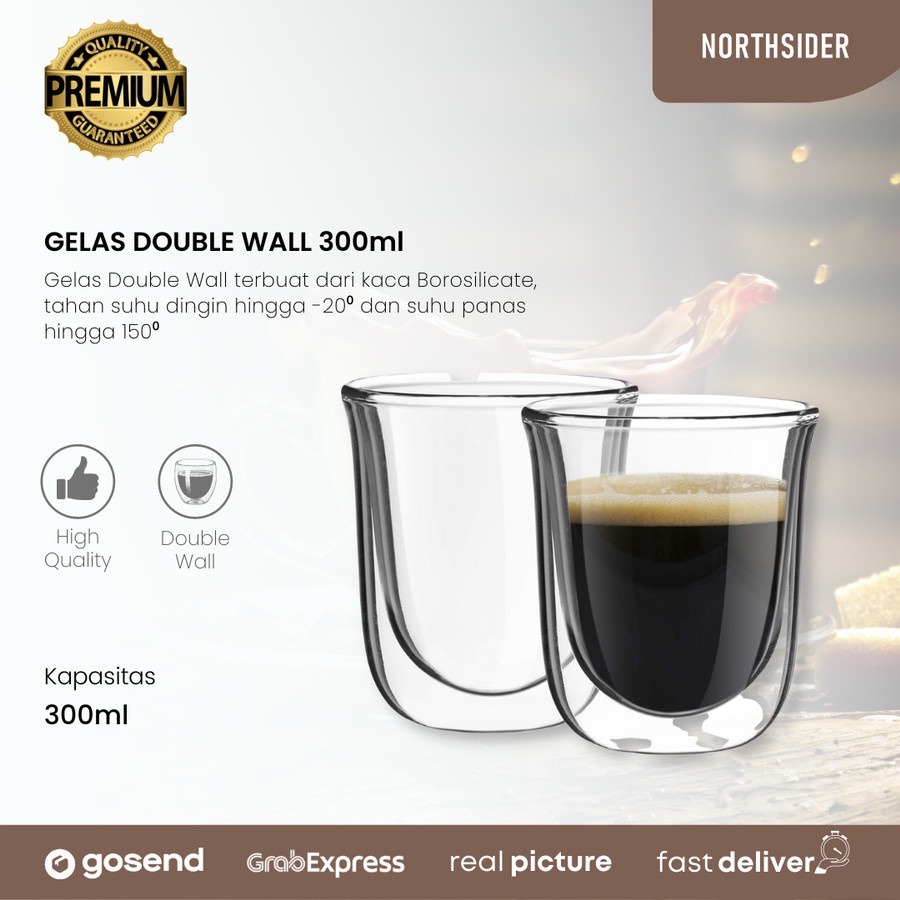 GELAS DOUBLE WALL 300ml KOPI CAPPUCINO TEH ANTI PANAS dan DINGIN