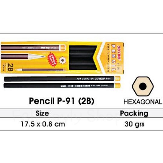 Pensil tulis kayu joyko hitam 2B model P91