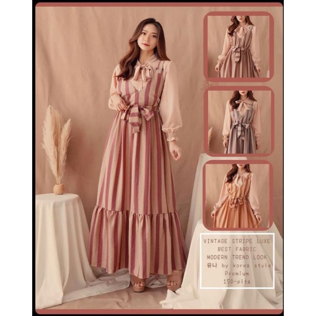 Vintage Stripe Maxy by Yuna / Gamis korea style