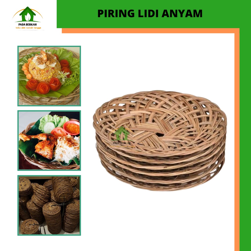 Piring Lidi Anyaman Rotan Asli/ Piring Lidi Ukuran 24-25 Cm / Piring Prasmanan BISA GOSEND