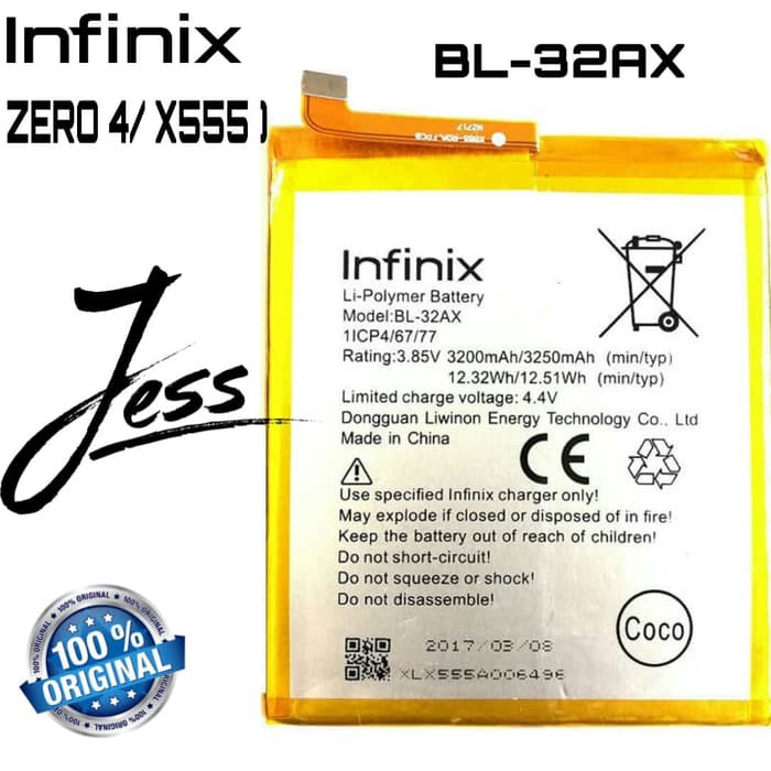 Baterai Battery Original INFINIX Zero 4 , X555 , Kode Batre BL-32AX , BL32AX