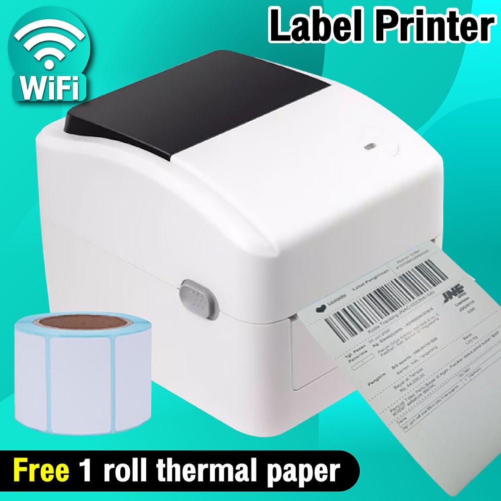 BG OFFICE PRINTER LABEL  -THERMAL PRINTER LABEL4.25inch JNE LABEL (BLACK) WIFI+USB FREE 1 ROLL LABEL