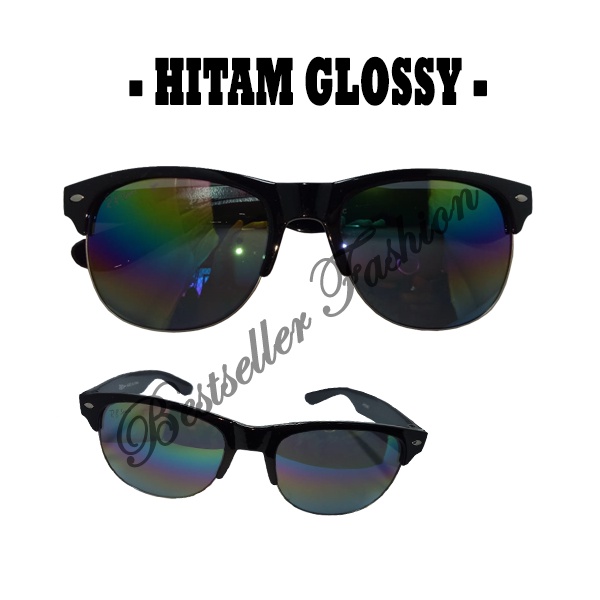 Kacamata Hitam Model Clubmaster Gaya Vintage Anti UV Cassual Sunglasses Kacamata Fashion Lensa Rainbow UNISEX NOCASE