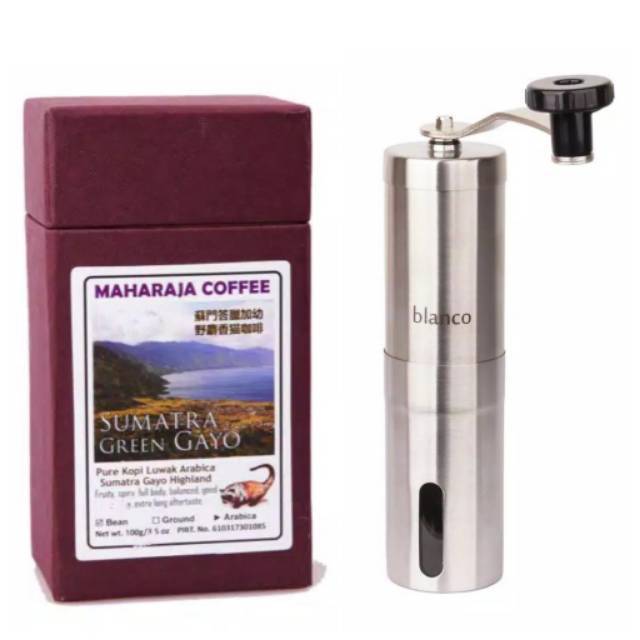 Maharaja Kopi Luwak Sumatra Arabika Green Gayo 100g bonus Blanco handy grinder