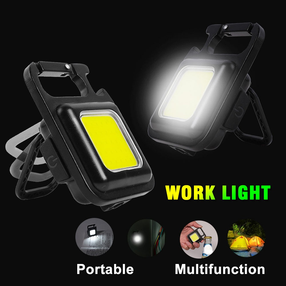 Gantungan Kunci Lampu LED Mini Portable Multifungsi USB Rechargeable Dengan Pembuka Botol Untuk Camping / Outdoor