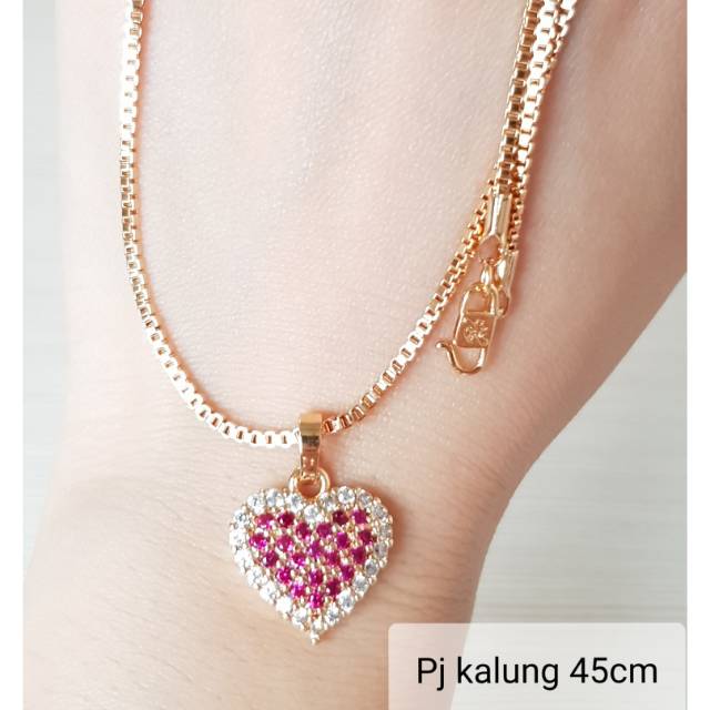 Kalung Fashion Xuping Love Permata Merah Muda