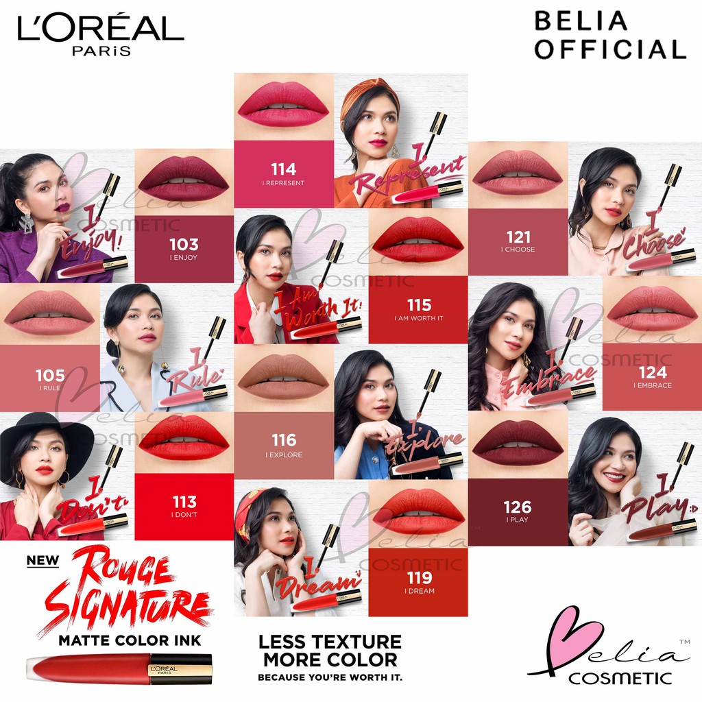 ❤ BELIA ❤ L'Oreal Rouge Signature Matte Liquid Lipstick 7 ml | Mate Colored Lip Ink LOREAL (Part 1)