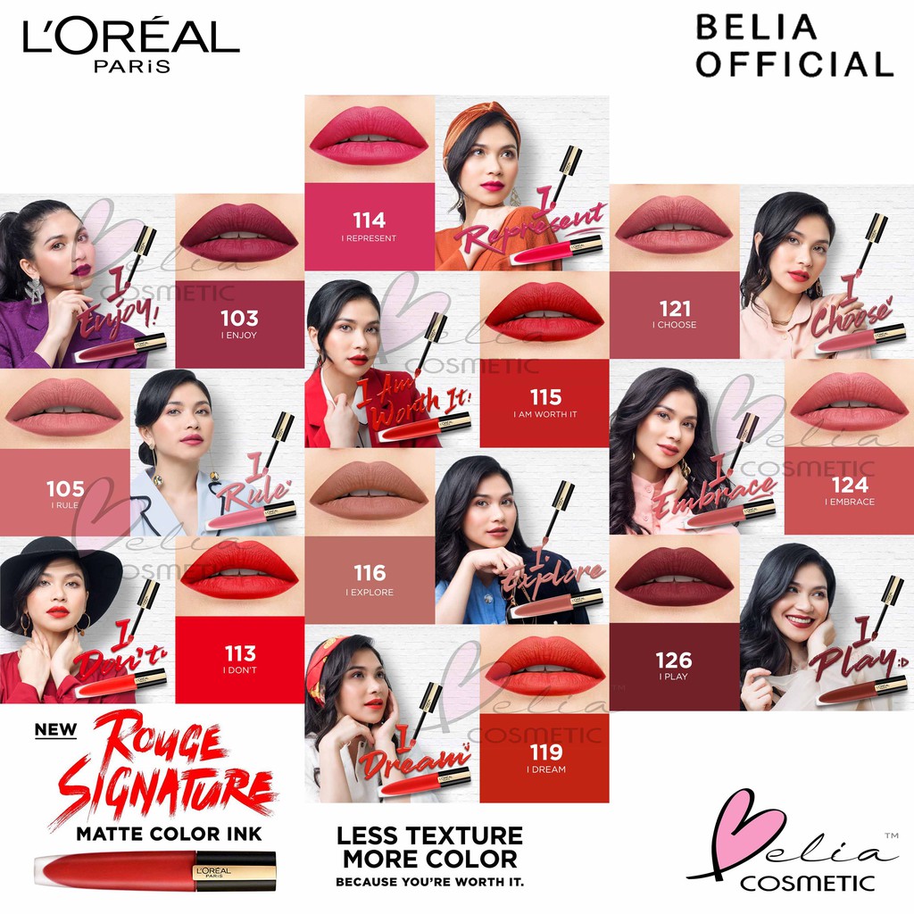 ❤ BELIA ❤ L'Oreal Rouge Signature Matte Liquid Lipstick 7 ml | Mate Colored Lip Ink LOREAL (Part 1)