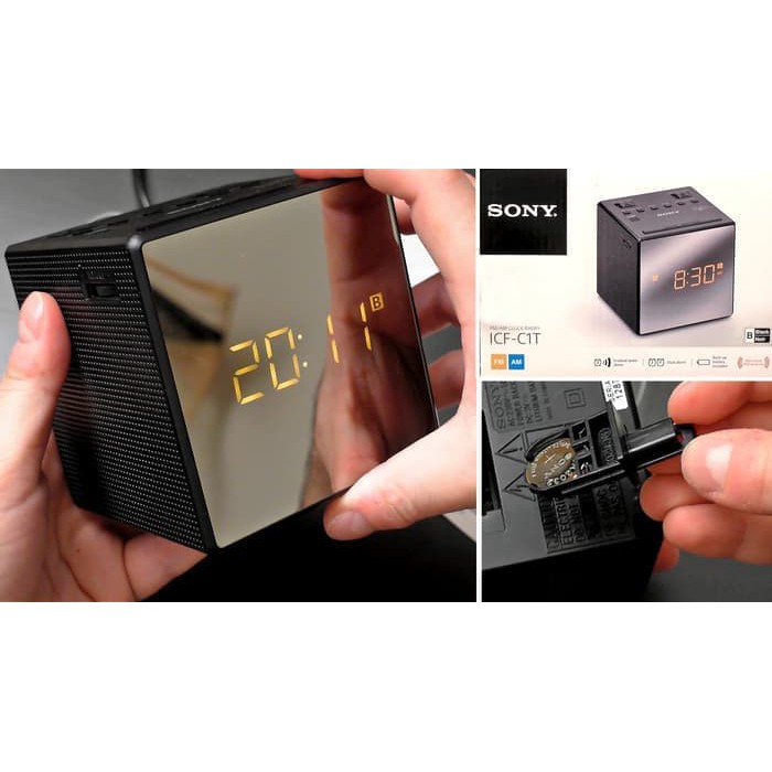 SONY ICF-C1T RADIO FM AM RADIO TAPE KOTAK TEP JAM MEJA DIGITAL DUAL CLOCK ALARM KUBUS