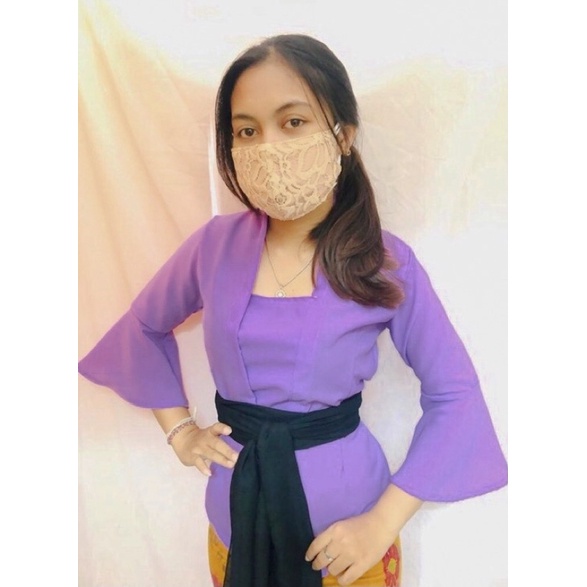 KEBAYA TEROMPET MOSCREFT POLOS || KEBAYA BALI || ATASAN WANITA-Lavender