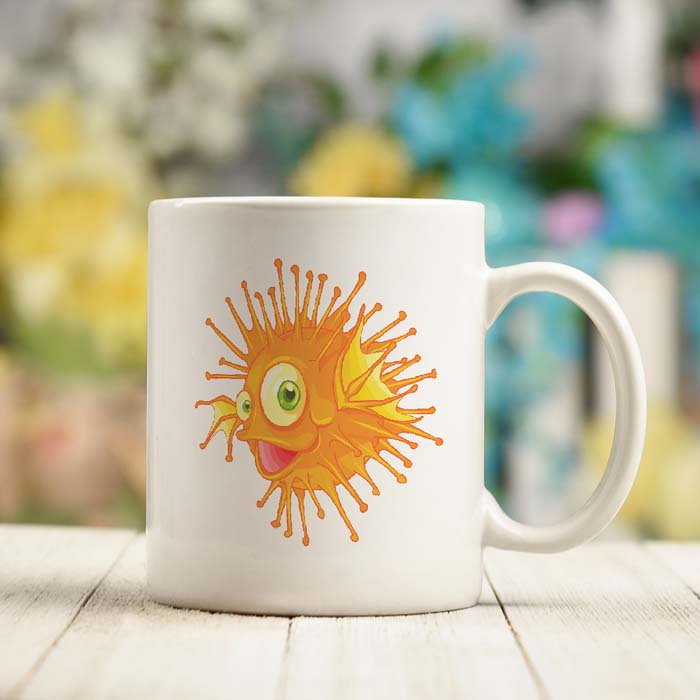 Mug Gambar Hewan Laut Lucu Ikan Fugu Kartun