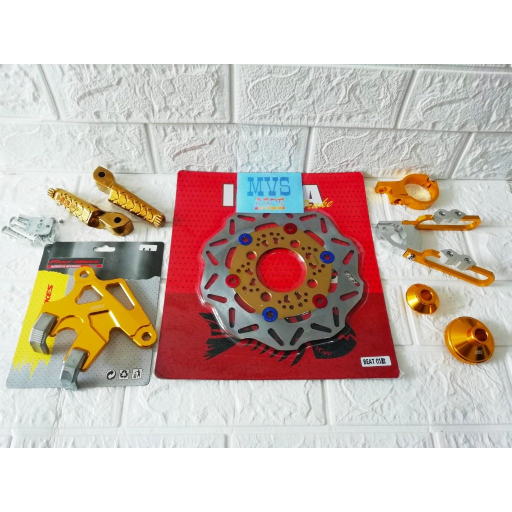 Piringan Cakram Depan Variasi + Cover Kaliper + Kleman Selang Cnc + Tutup GearBox + Footstep Aprilia