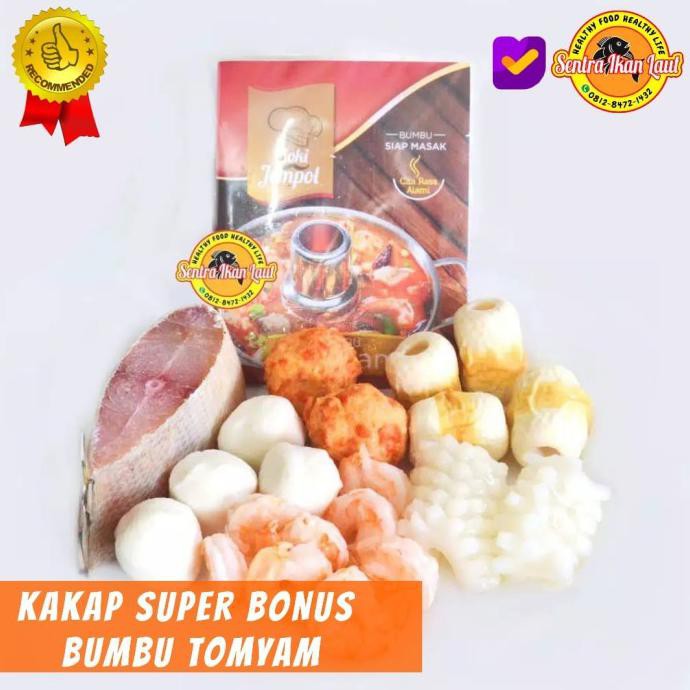 

READY BAYAR DITEMPAT LAUK SIAP MASAK PAKET TOMYAM LENGKAP KAKAP SUPER BONUS BUMBU 800 GR DISKON Kode