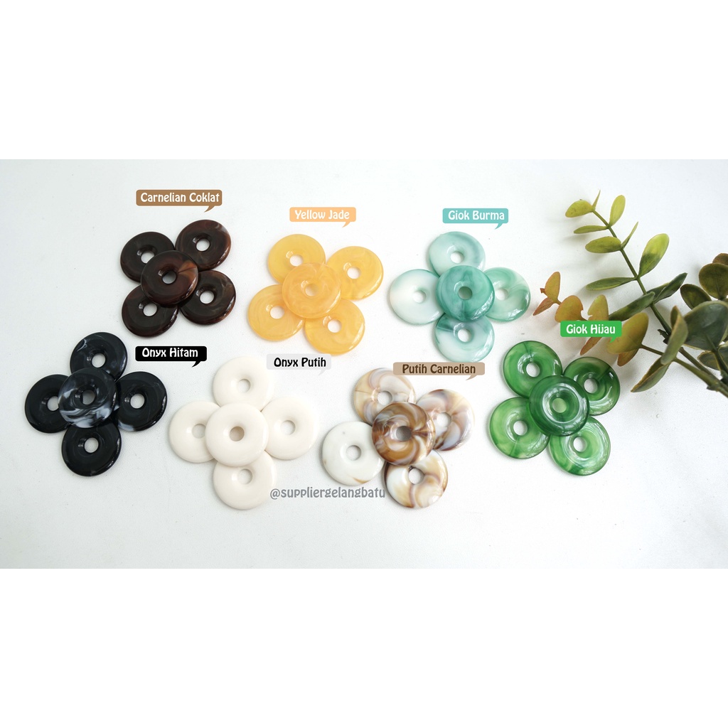 manik bahan resin giok bulat hitam coklat putih pirus carnelian coklat