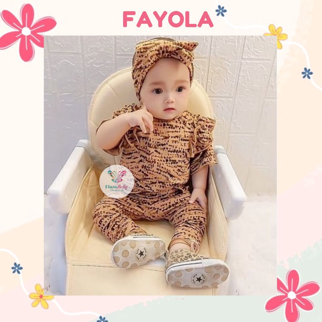 Plazababyku MX FAYOLA setelan bayi motif bunga yang lucu free headband PART2