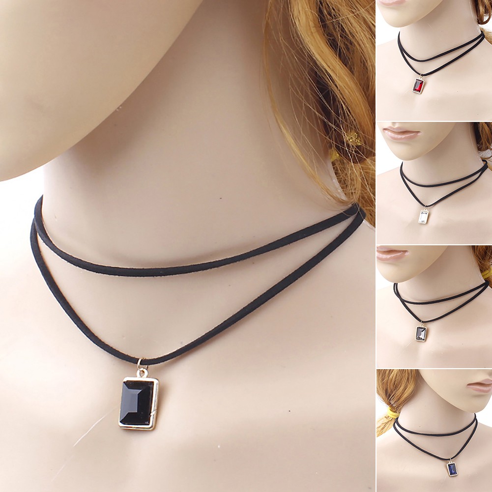 OneWorld@ Pendant Double Layers Chain Choker Short Necklace