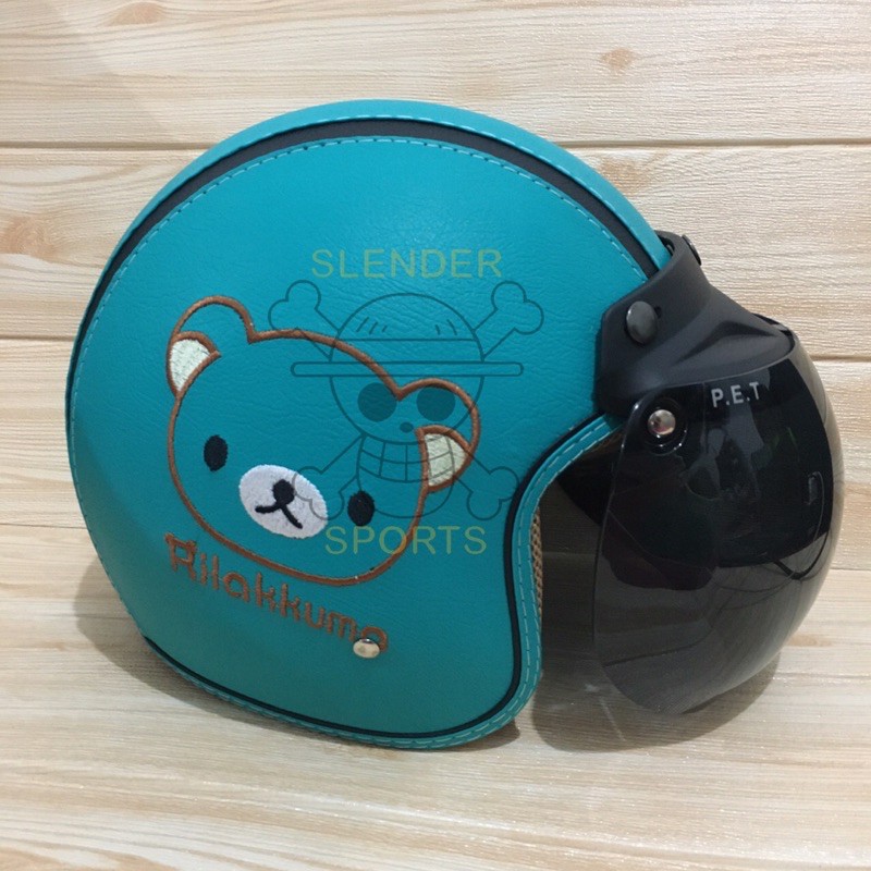 HELM BOGO FULL KULIT MOTIF RILAKKUMA BIRU