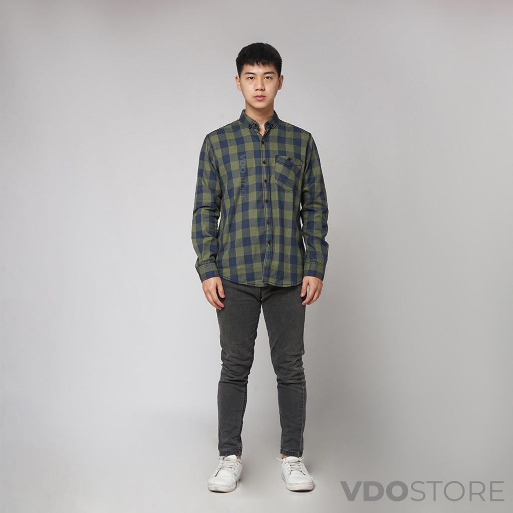 KEMEJA FLANEL PRIA 03 CLASSIC NAVY GREEN - M L XL - KEMEJA LENGAN PANJANG VDOSTORE DEWASA BAJU FLANNEL TANGAN PANJANG HITAM NAVY ABU MOTIF KEMEJA COWOK MURAH DEWASA SANTAI TEBAL KUALITAS IMPORT BAJU CATUR PANEL FANEL