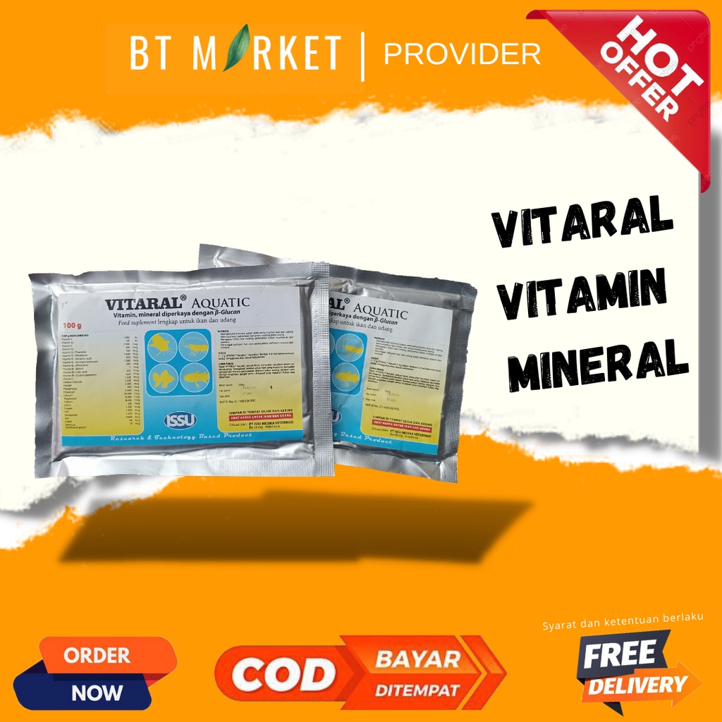 Vitaral Aquatic Suplemen Lengkap Untuk Ikan Udang Vitamin Mineral Diperkaya Dengan Beta Glucan Feed