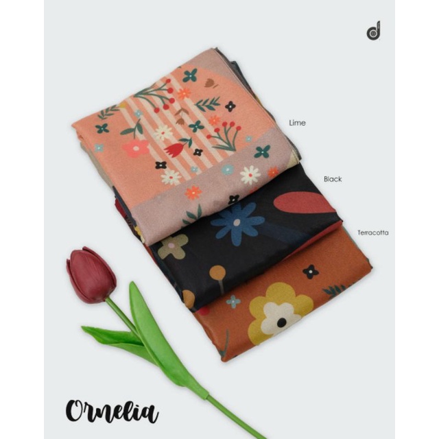 HIJAB DEENAY ORNELIA LIME BLACK TERRACOTTA ORIGINAL DEENAY 100%