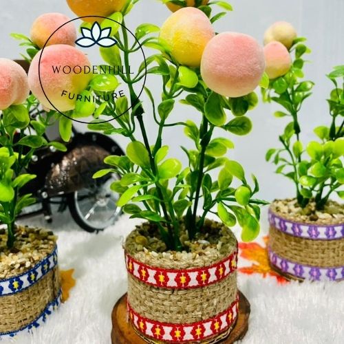 Furniture rangkaian bunga buah leci artifisial bunga plastik set pot goni klasik dan unik