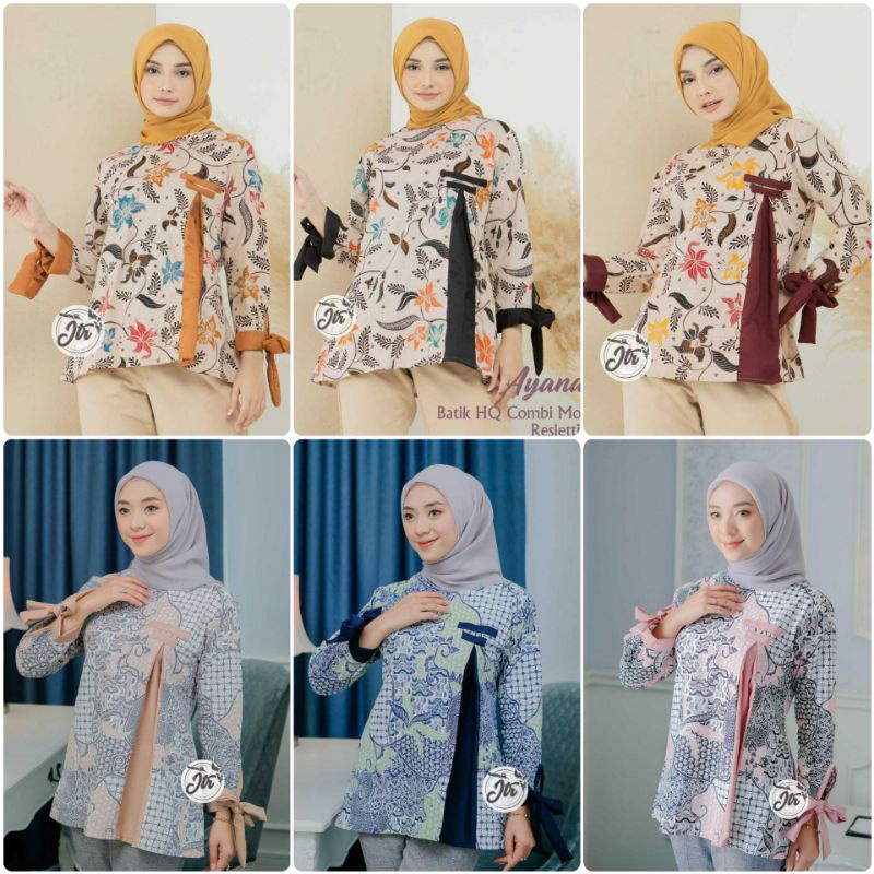 batik wanita blouse atasan kombinasi moscrepe motif shakira ayana