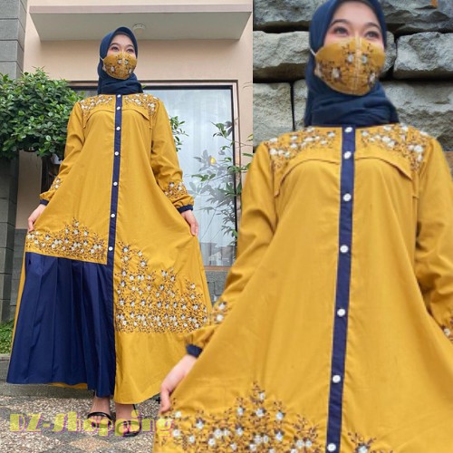 Gamis Toyobo Bordir List Free Masker