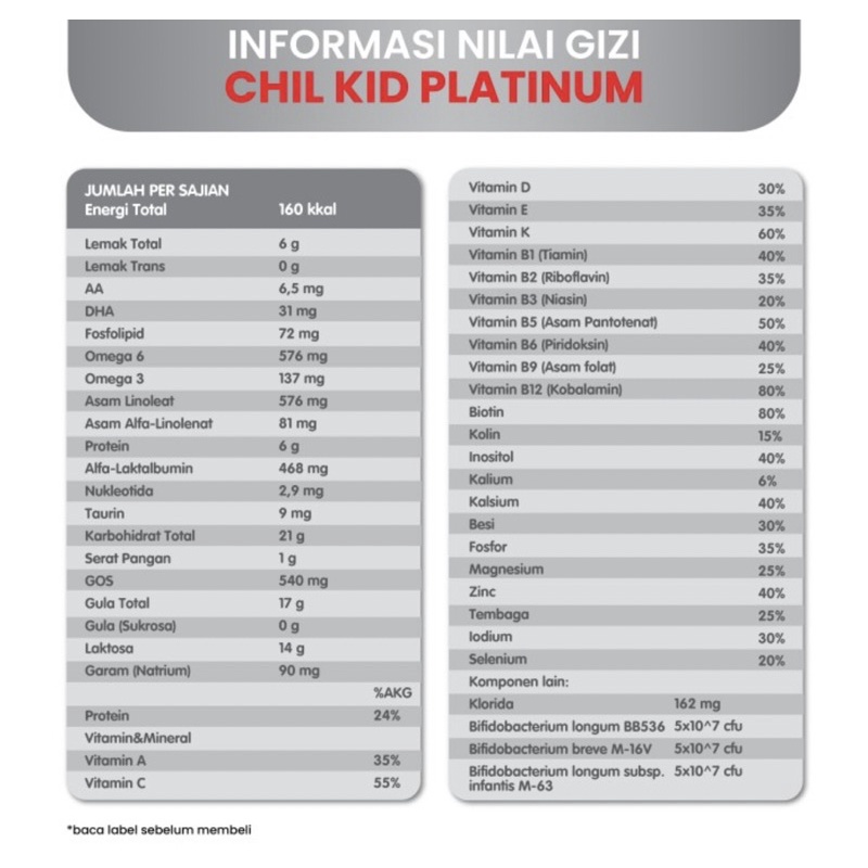 Chilkid platinum 200 gram ( susu nutrisi lengkap anak 1-3 tahun )