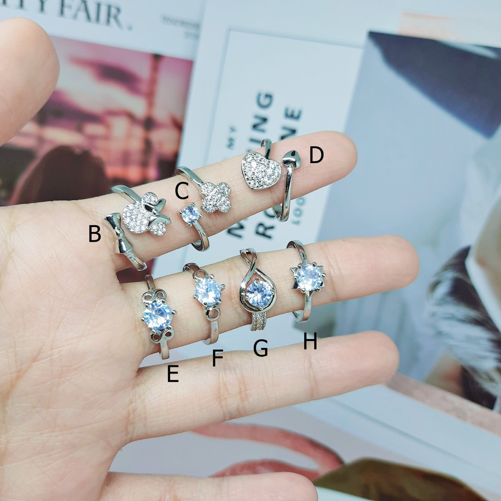 Perhiasan Cincin Putih Warna Silver Model Simpel - BR498